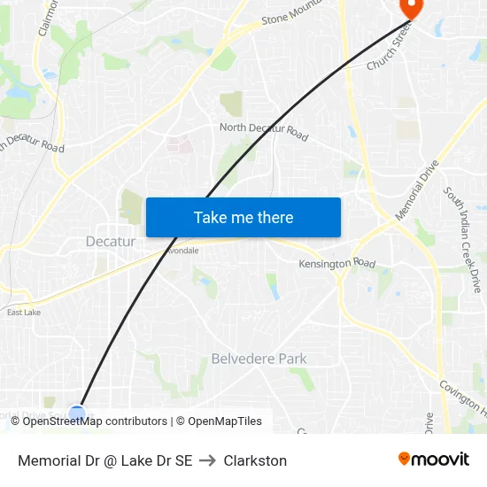 Memorial Dr @ Lake Dr SE to Clarkston map