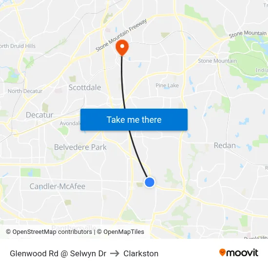 Glenwood Rd @ Selwyn Dr to Clarkston map