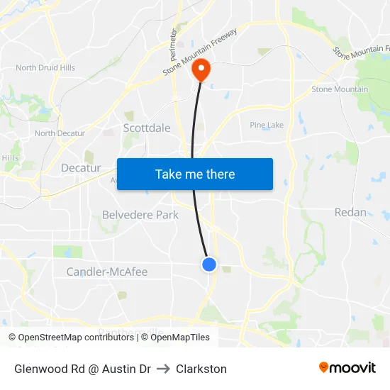 Glenwood Rd @ Austin Dr to Clarkston map