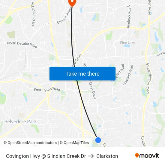 Covington Hwy @ S Indian Creek Dr to Clarkston map