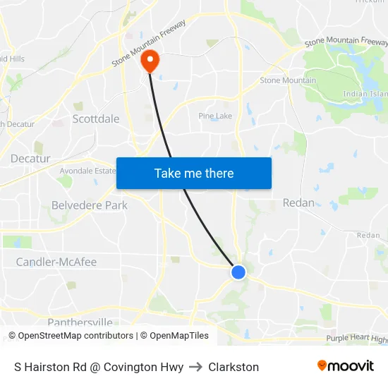 S Hairston Rd @ Covington Hwy to Clarkston map