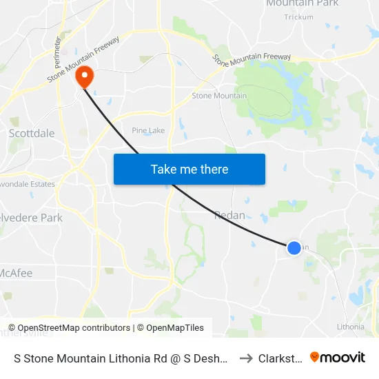 S Stone Mountain Lithonia Rd @ S Deshon Rd to Clarkston map