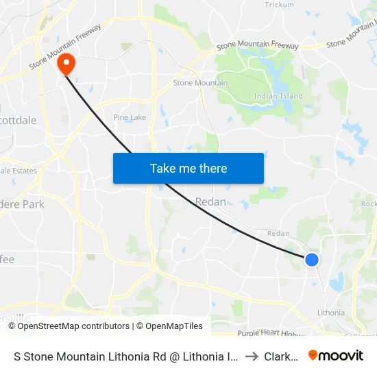 S Stone Mountain Lithonia Rd @ Lithonia Industrial Blvd to Clarkston map