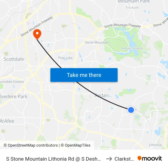 S Stone Mountain Lithonia Rd @ S Deshon Rd to Clarkston map
