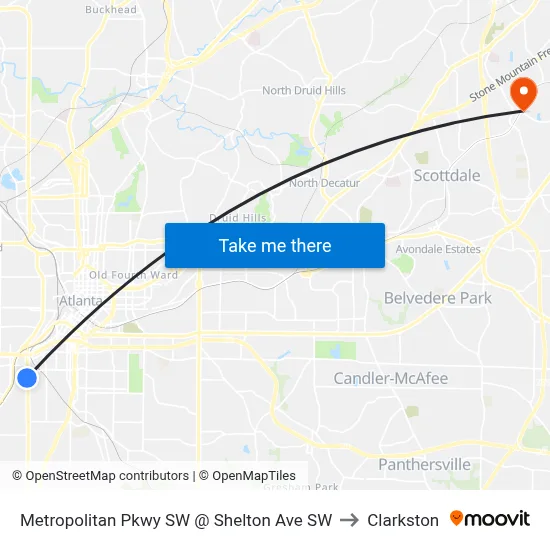 Metropolitan Pkwy SW @ Shelton Ave SW to Clarkston map