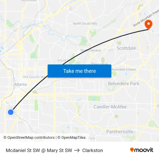 Mcdaniel St SW @ Mary St SW to Clarkston map