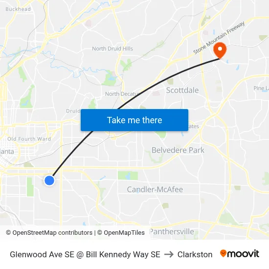 Glenwood Ave SE @ Bill Kennedy Way SE to Clarkston map