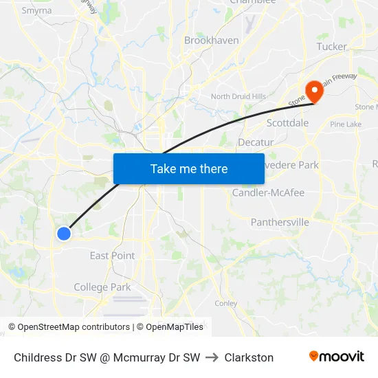 Childress Dr SW @ Mcmurray Dr SW to Clarkston map