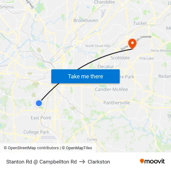 Stanton Rd @ Campbellton Rd to Clarkston map