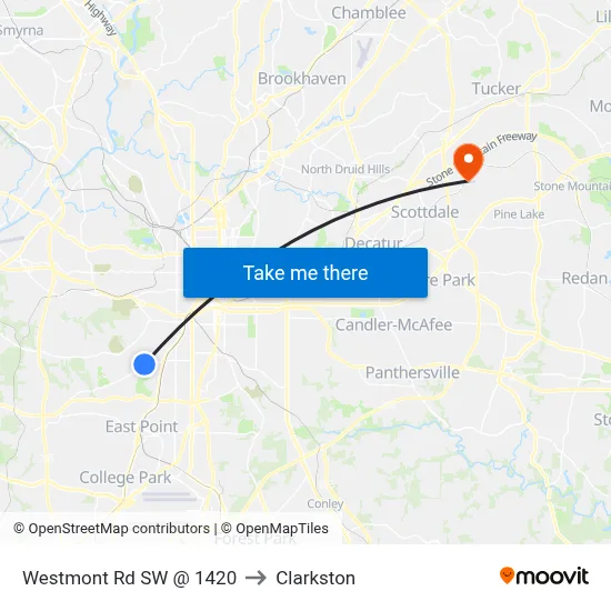 Westmont Rd SW @ 1420 to Clarkston map