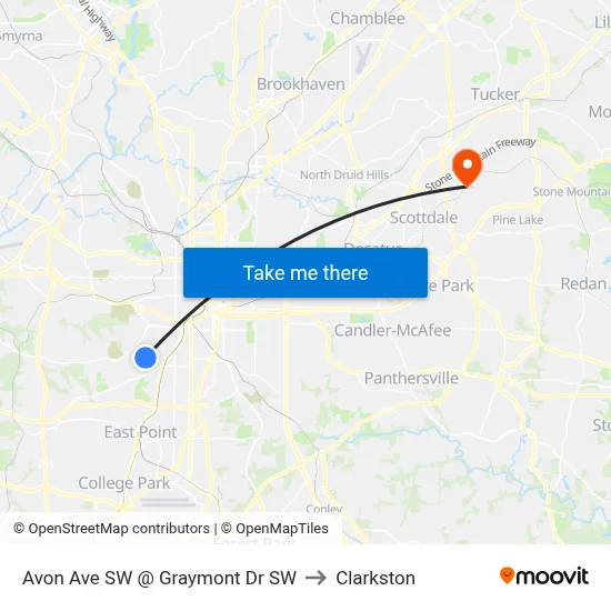 Avon Ave SW @ Graymont Dr SW to Clarkston map