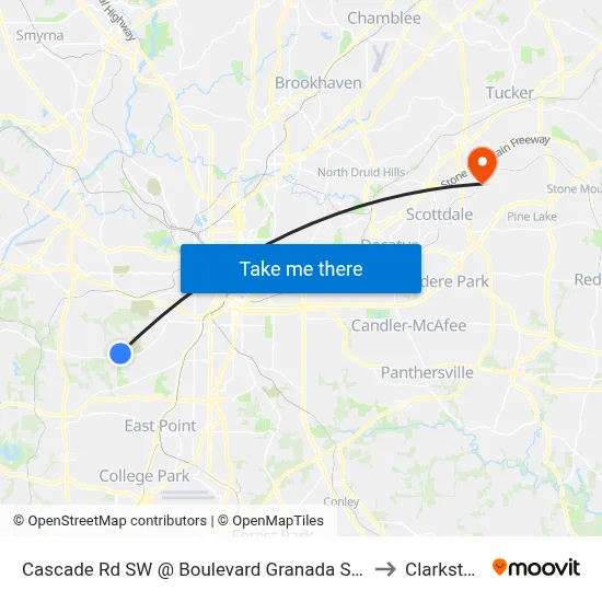 Cascade Rd SW @ Boulevard Granada SW to Clarkston map