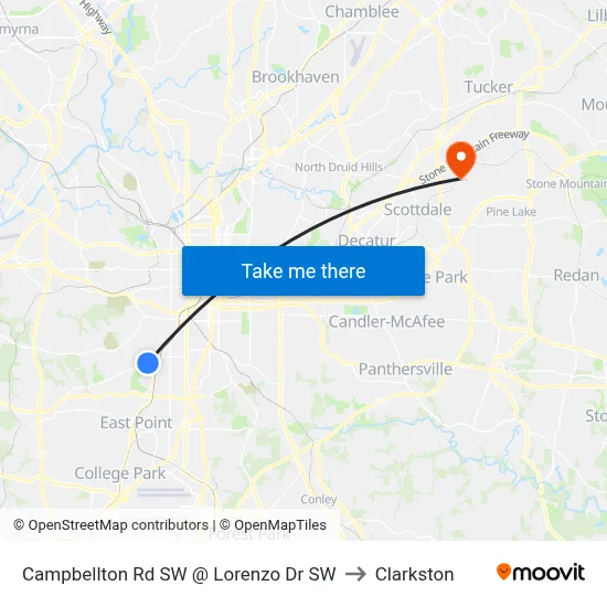 Campbellton Rd SW @ Lorenzo Dr SW to Clarkston map