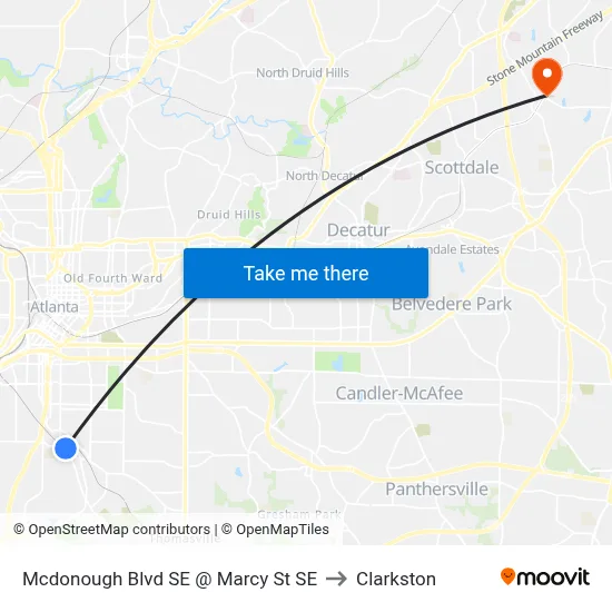 Mcdonough Blvd SE @ Marcy St SE to Clarkston map