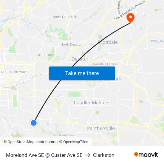Moreland Ave SE @ Custer Ave SE to Clarkston map