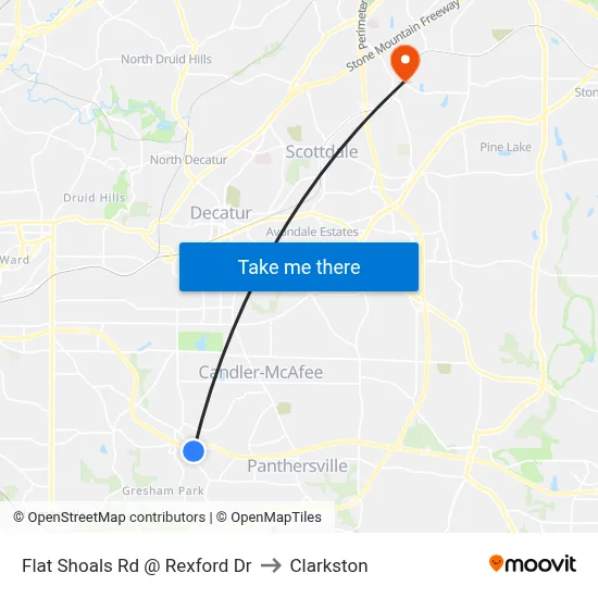 Flat Shoals Rd @ Rexford Dr to Clarkston map