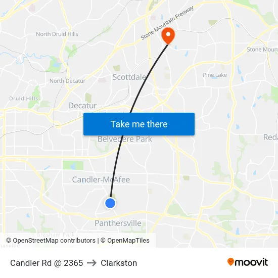 Candler Rd @ 2365 to Clarkston map
