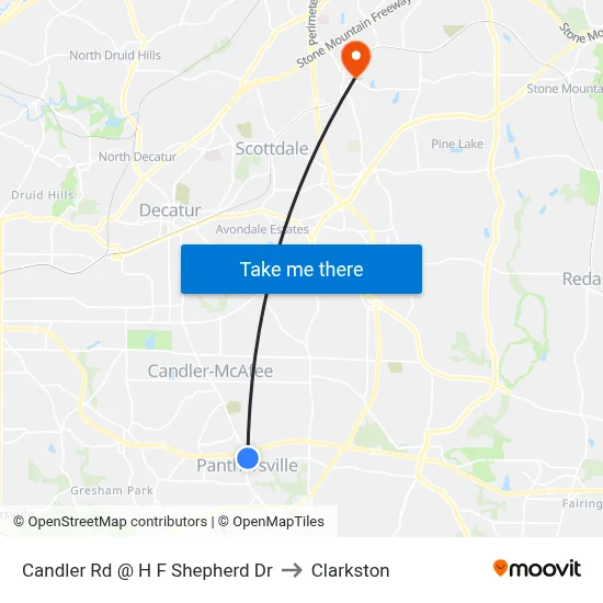 Candler Rd @ H F Shepherd Dr to Clarkston map