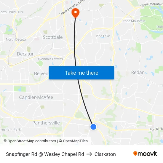 Snapfinger Rd @ Wesley Chapel Rd to Clarkston map