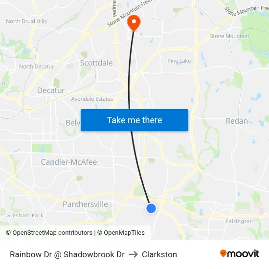 Rainbow Dr @ Shadowbrook Dr to Clarkston map