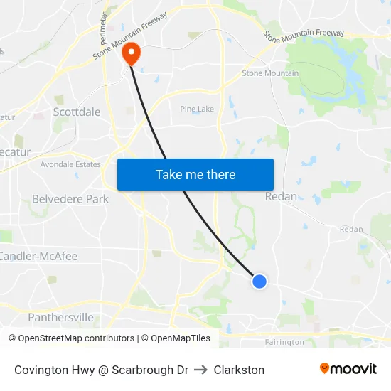 Covington Hwy @ Scarbrough Dr to Clarkston map