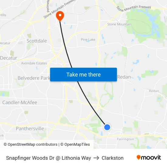 Snapfinger Woods Dr @ Lithonia Way to Clarkston map
