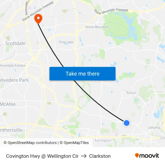 Covington Hwy @ Wellington Cir to Clarkston map