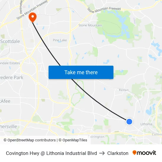 Covington Hwy @ Lithonia Industrial Blvd to Clarkston map