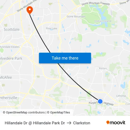 Hillandale Dr @ Hillandale Park Dr to Clarkston map