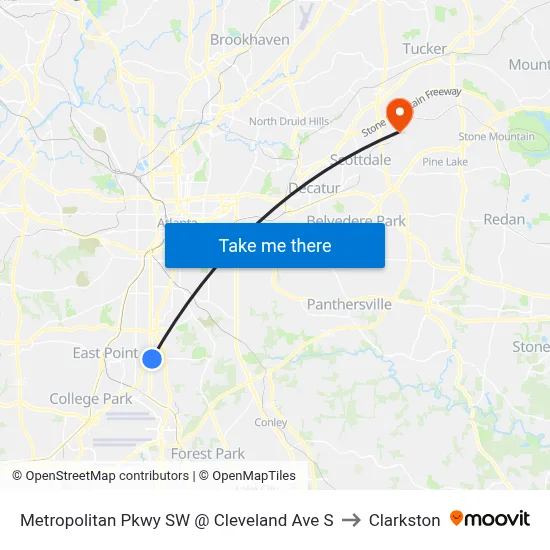 Metropolitan Pkwy SW @ Cleveland Ave S to Clarkston map