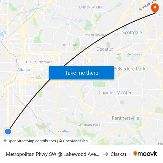 Metropolitan Pkwy SW @ Lakewood Ave SW to Clarkston map
