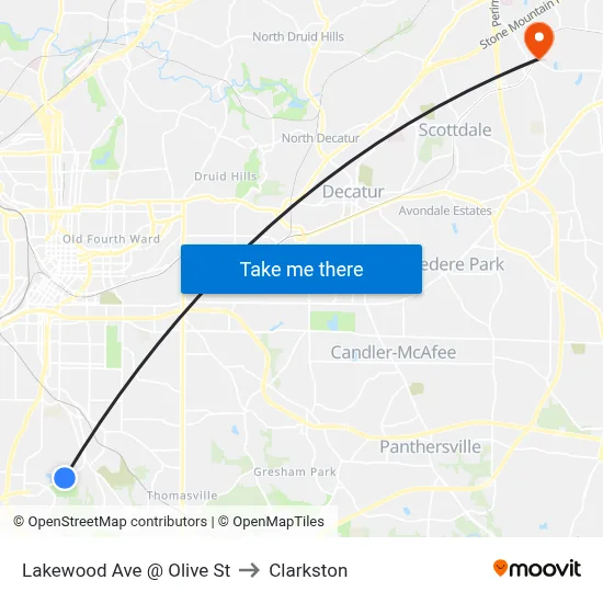 Lakewood Ave @ Olive St to Clarkston map