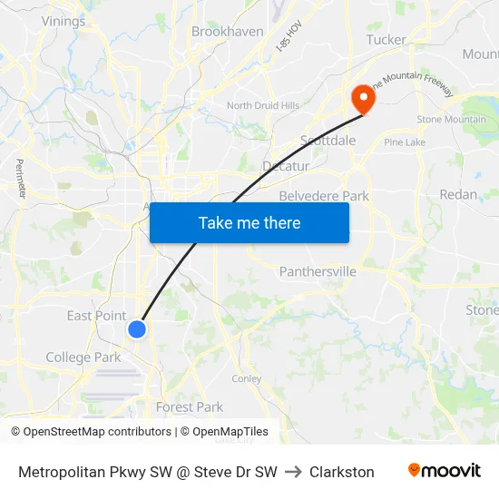 Metropolitan Pkwy SW @ Steve Dr SW to Clarkston map