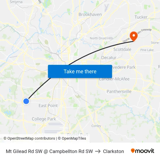 Mt Gilead Rd SW @ Campbellton Rd SW to Clarkston map