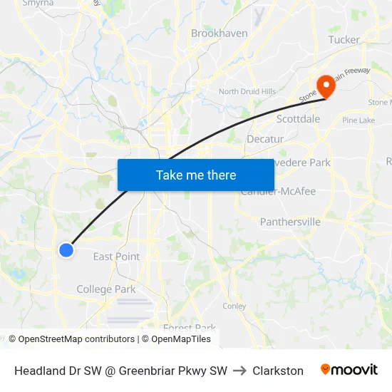 Headland Dr SW @ Greenbriar Pkwy SW to Clarkston map