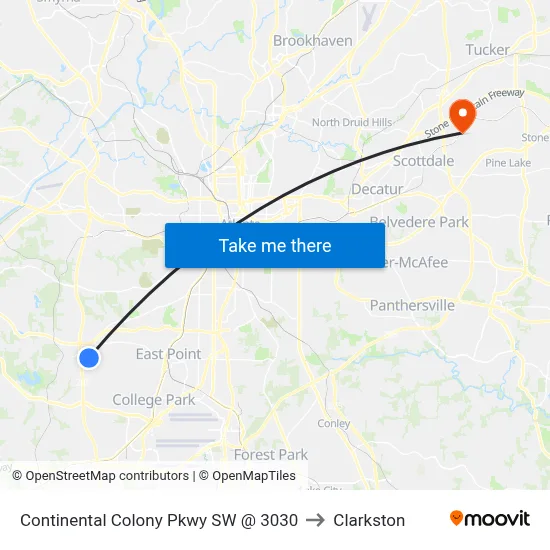 Continental Colony Pkwy SW @ 3030 to Clarkston map