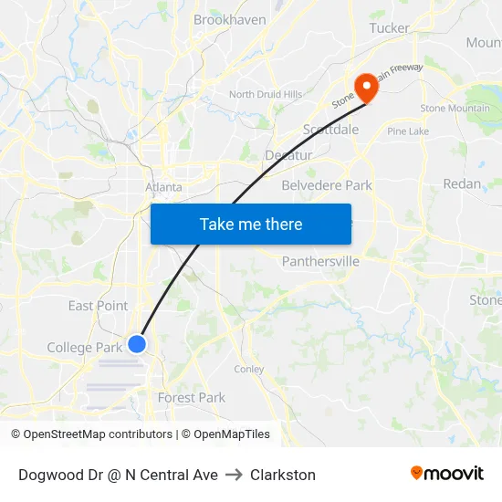 Dogwood Dr @ N Central Ave to Clarkston map