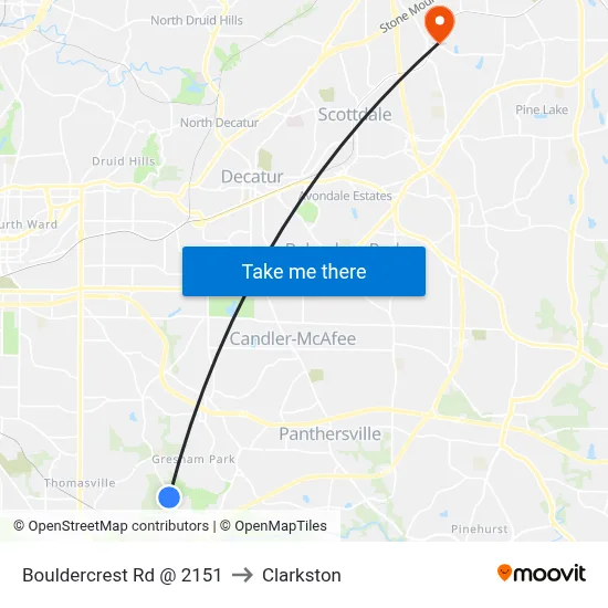 Bouldercrest Rd @ 2151 to Clarkston map