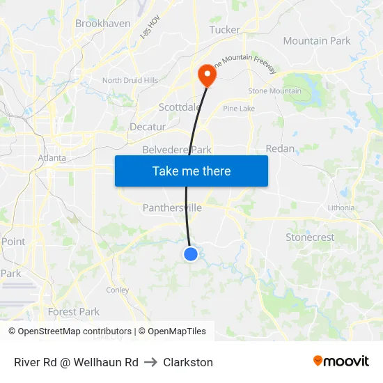 River Rd @ Wellhaun Rd to Clarkston map