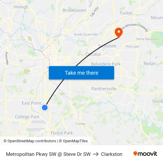 Metropolitan Pkwy SW @ Steve Dr SW to Clarkston map
