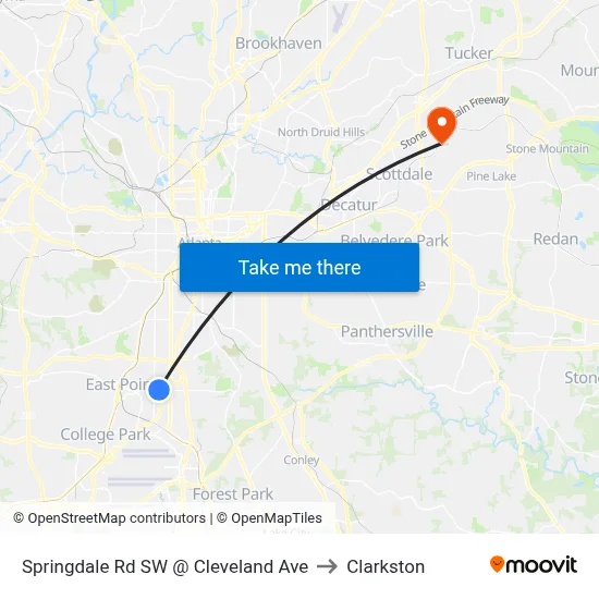 Springdale Rd SW @ Cleveland Ave to Clarkston map