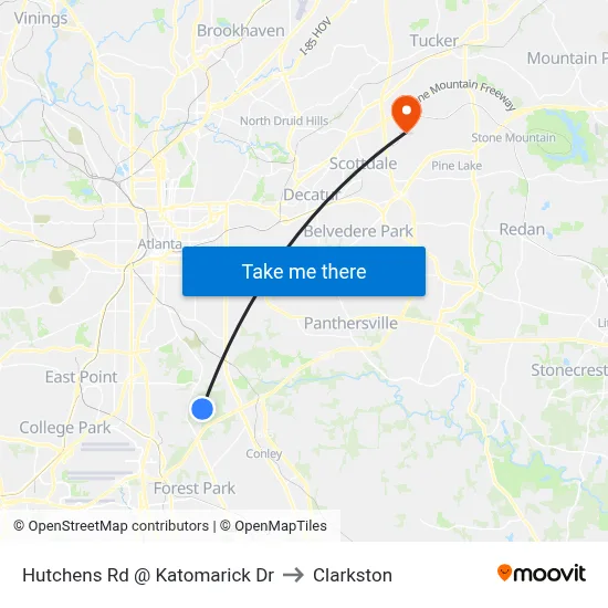 Hutchens Rd @ Katomarick Dr to Clarkston map