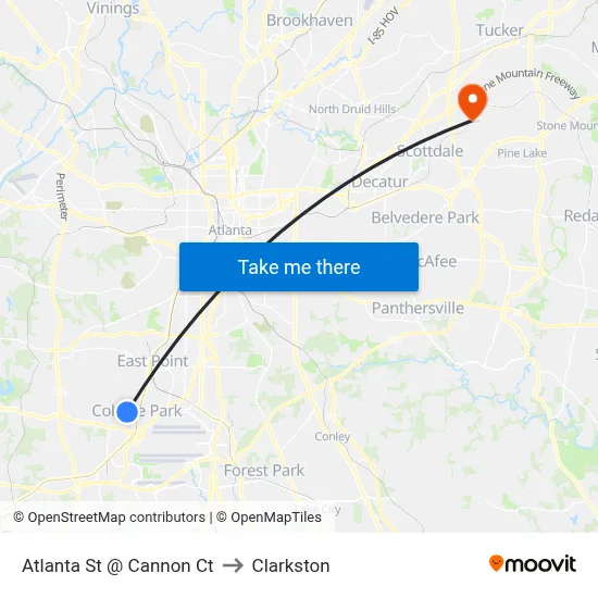 Atlanta St @ Cannon Ct to Clarkston map