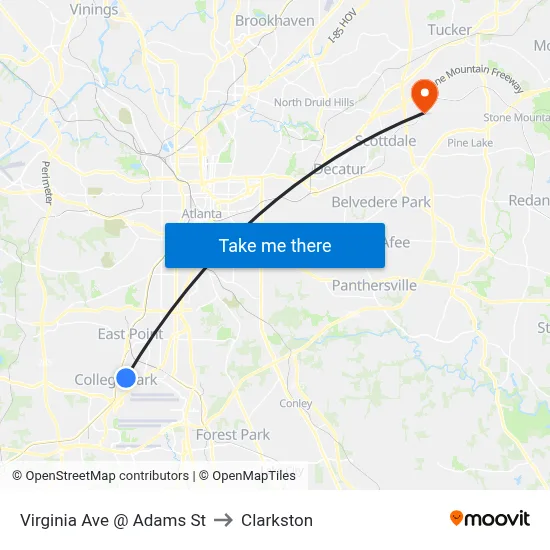 Virginia Ave @ Adams St to Clarkston map