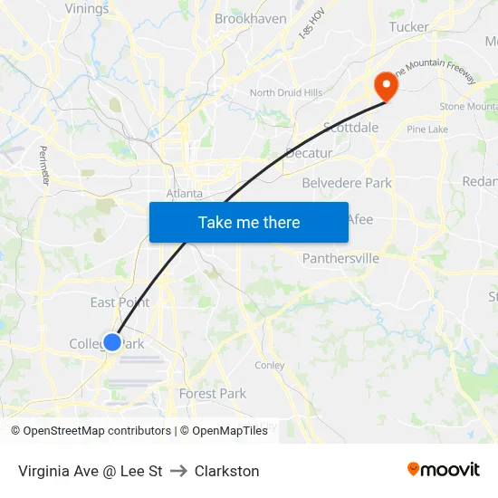 Virginia Ave @ Lee St to Clarkston map