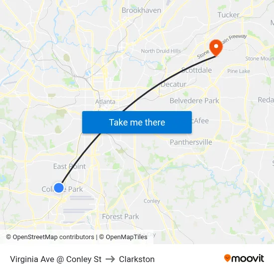 Virginia Ave @ Conley St to Clarkston map