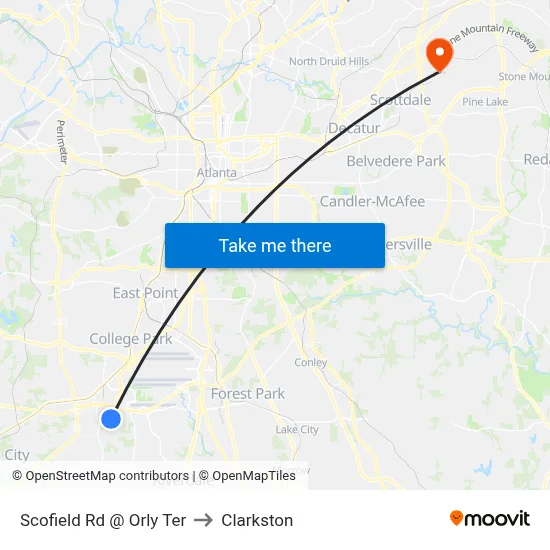 Scofield Rd @ Orly Ter to Clarkston map