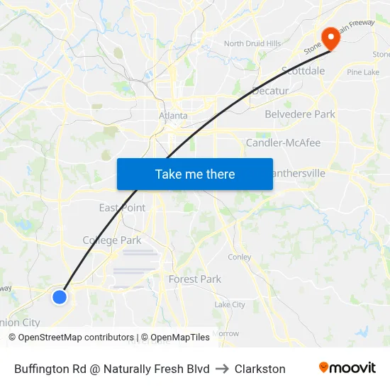 Buffington Rd @ Naturally Fresh Blvd to Clarkston map