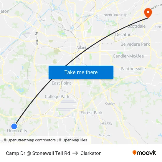 Camp Dr @ Stonewall Tell Rd to Clarkston map