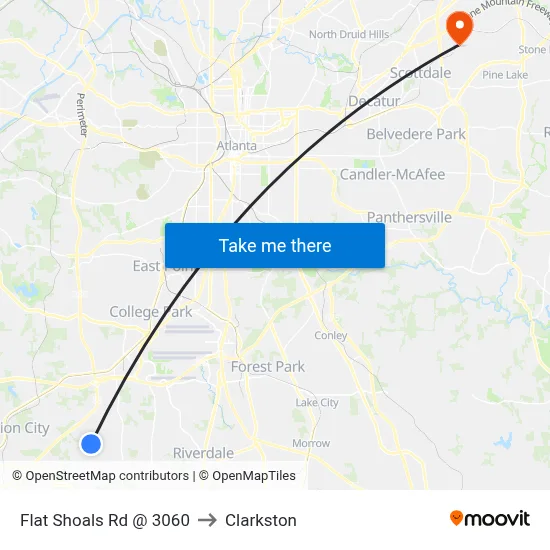Flat Shoals Rd @ 3060 to Clarkston map